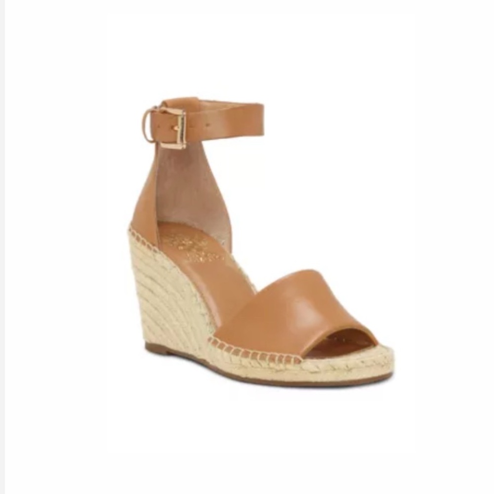 Vince Camuto Leera Wedge Espadrilles Nude / Tan Leather summer shoe sandal